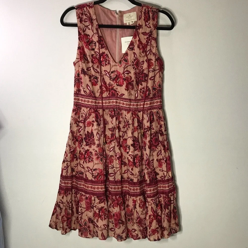 Kate Spade New York Sleeveless Paisley Blossom Dress Conch Shell Womens Sz 6